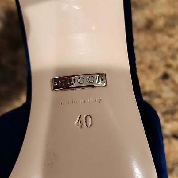 Gucci Madelyn Crystal Logo Cobalt Mules - SZ 40 - Picture 10 of 17